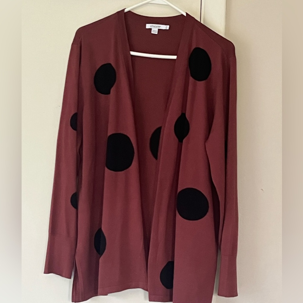 Chico's 3 Brown Black Dot Sweater
